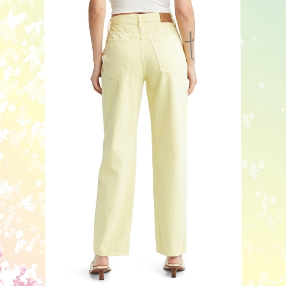 Madewell Baggy Straight Leg Jeans in Pale Daffodil - Picture 3 of 12